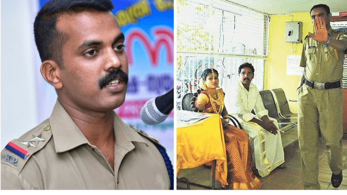 bride and groom at police station