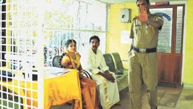 bride and groom at police station