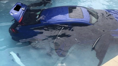 Car rolls back into swimming pool