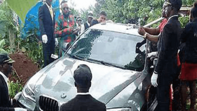 SON BURIES FATHER IN bmw