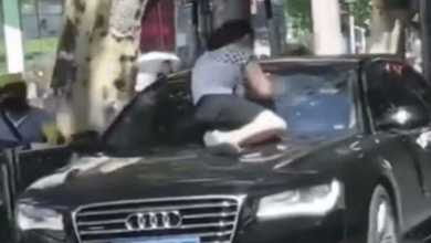 Wife smashes husband's Audi after catching him with mistress