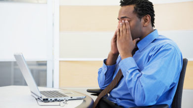 Tired looking office worker