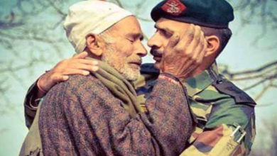 Indian Army officer consoling father