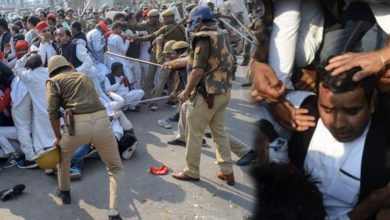 u.p protest, lathi charge