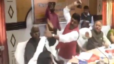 BJP LEADER BEATEN BY SHOE