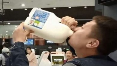 man drink milk