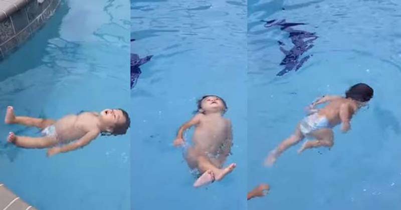 baby swimming