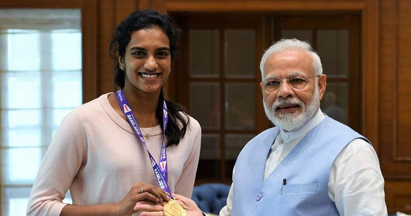 Narendra Modhi and PV Sindhu