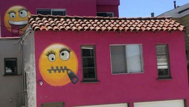 Pink emoji house