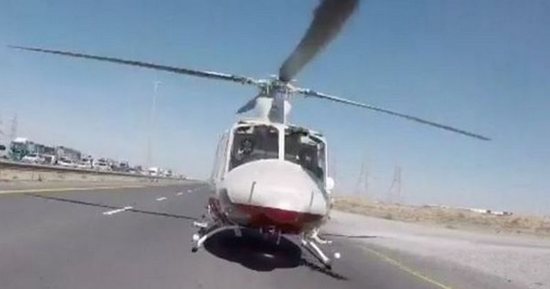 HELICOPTER LAND UAE ROAD