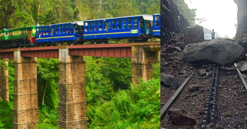 ഊട്ടിയില്‍ കനത്ത മഴ:റെയില്‍വേ ട്രാക്കിലേയ്ക്ക്  പാറകള്‍ വീണു,ഊട്ടിയിലേയ്ക്കുള്ള യാത്ര നിര്‍ത്തിവെയ്ക്കണമെന്ന് അറിയിപ്പ്